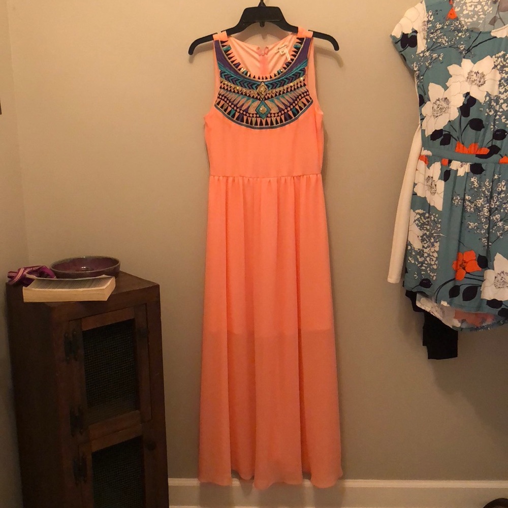 Coral dress, by Marineblu.